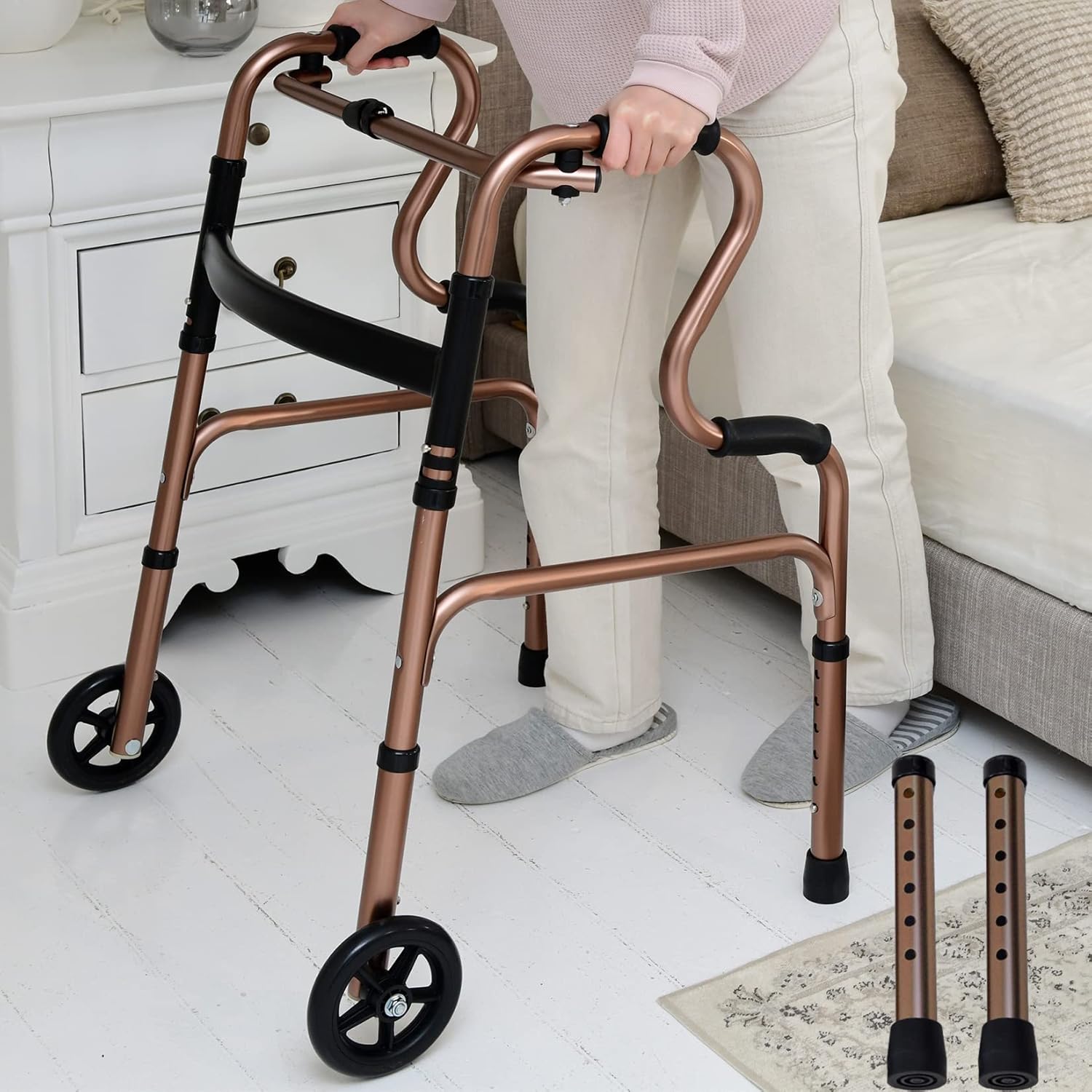 山善｜3WAY歩行器 立ち上がり補助 完成品 ブロンズ
