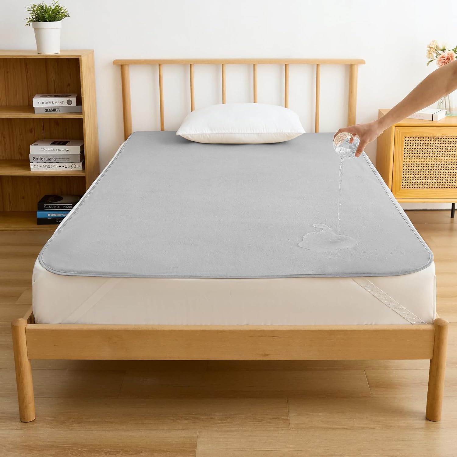 Housecover｜防水シーツ シングル おねしょシーツ 綿100％ 介護用シーツ 大人用 ふわふわパイル地 肌に優しい 吸湿通気 速乾 抗菌防臭 防ダニ 寝汗対策 (耐水検査合格